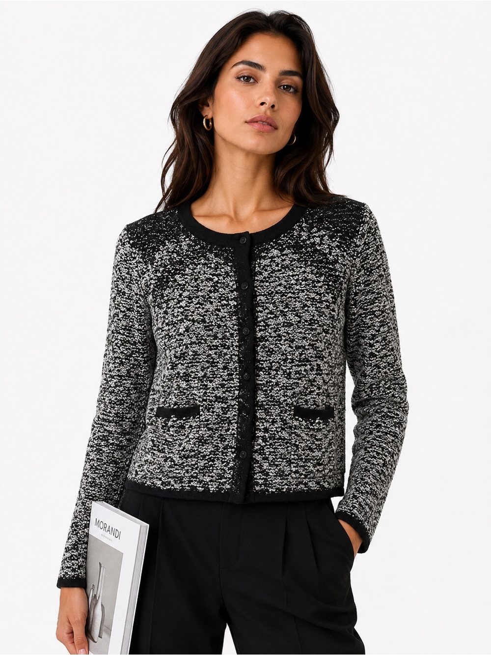 Alchemist Caroline Mewe Cardigan S Black White Marled Knit Avant Garde Designer